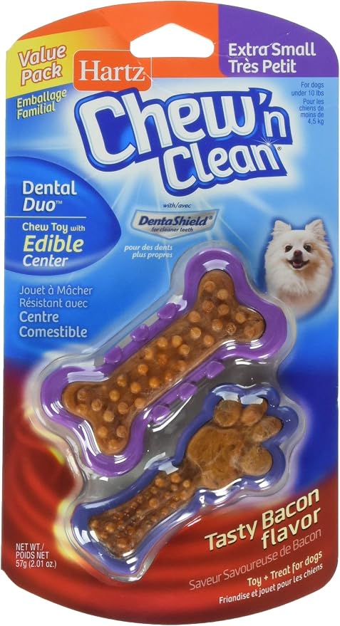 Hartz Chew'n Clean Dental Duo Dog Treat & Chew, Extra Small by Hartz