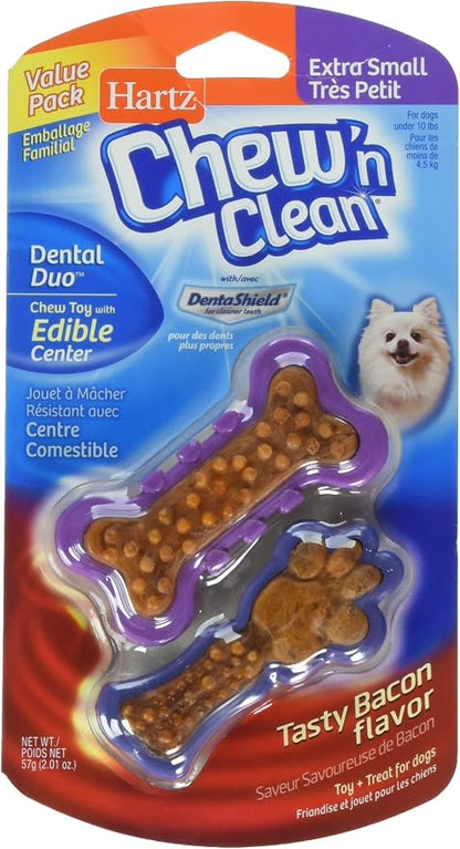 Hartz Chew'n Clean Dental Duo Dog Treat & Chew, Extra Small by Hartz