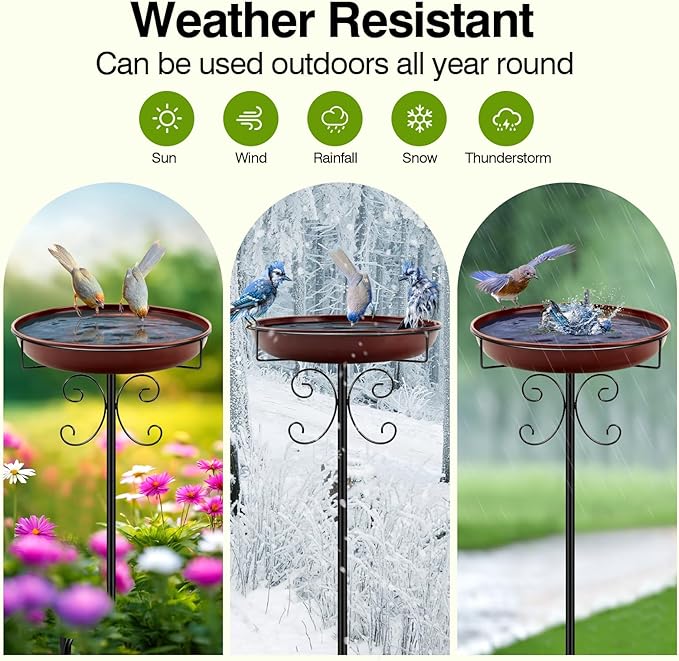 Daoeny Heavy Duty Bird Baths for Outdoors, 35In Outdoor Freestanding Birdbaths - Image 6