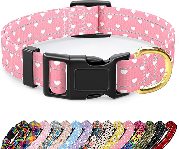 Reflective Dog Collar for Small Dogs, Cute Adjustable Heavy-Duty Nylon Puppy by TMOODEL
