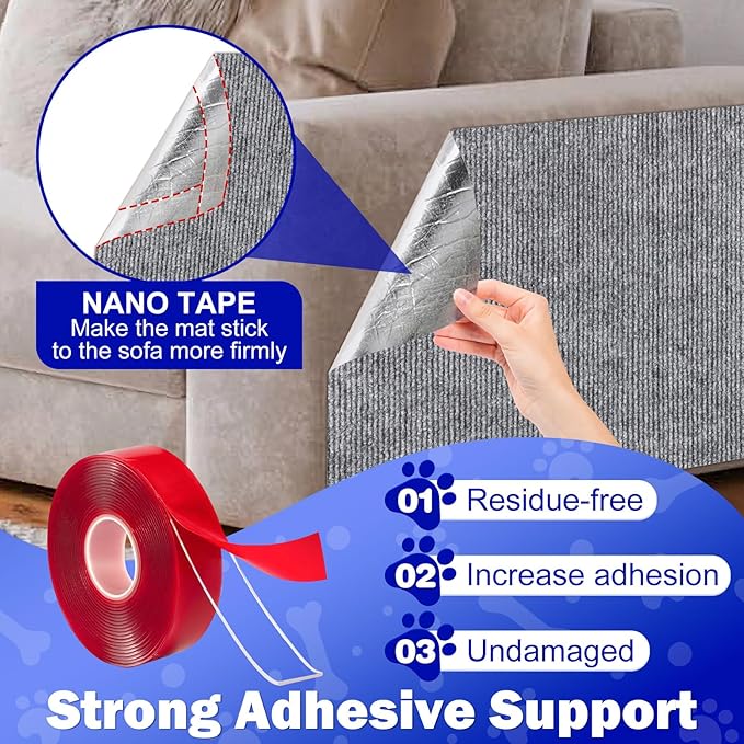 Anit Cat Scratch Couch Furniture Protector, 78.7x15.8 Cat Wall Corner Scratcher - Image 7