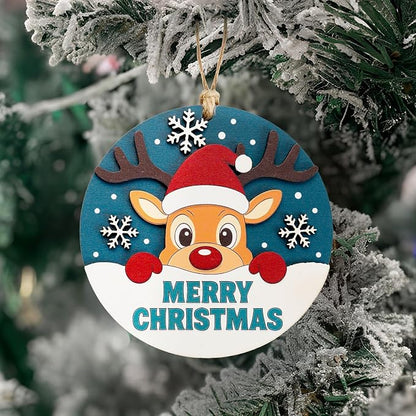Merry Christmas Ornament, Funny Rustic Christmas Ornament, Cute Reindeer - Image 2