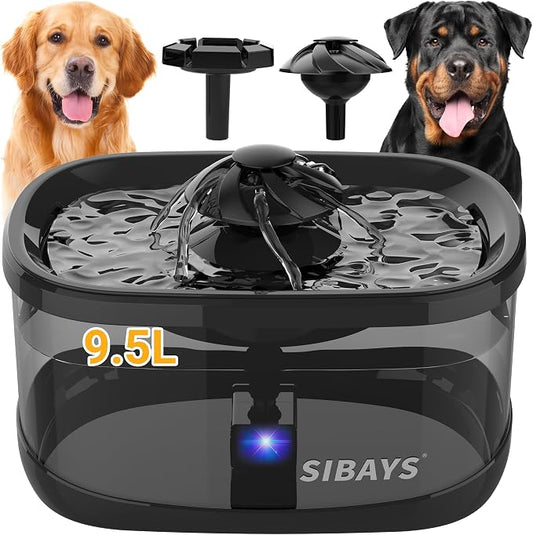 SIBAYS 9.5L/2.5Gal Dog Water Fountain, 3 Flow Modes Automatic Pet Water Fountain by SIBAYS