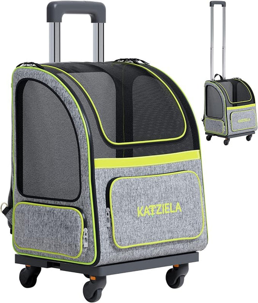 Katziela Wheeled Pet Carrier Backpack by Katziela