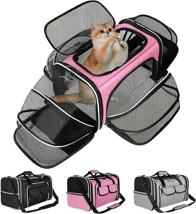 Estarer Soft Sided Pet Carrier Airline Approved, 4 Sides Expandable Collapsible by ESTARER