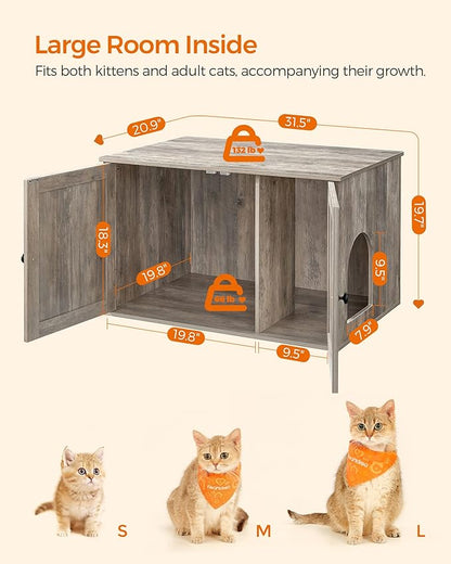 Feandrea Cat Litter Box Enclosure, Litter Box Furniture Hidden - Image 5