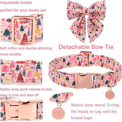 Christmas Dog Collar with Bow Tie, Adjustable Pet Collar with Cute Xmas Tree - Image 2