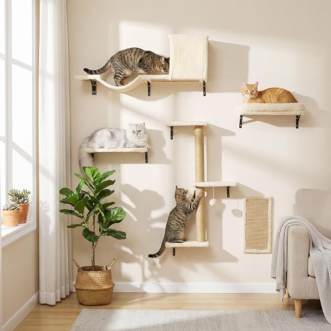 MEWANG 5-in-1 Cat Wall Shelves: Cat Climbing Furniture by MEWANG