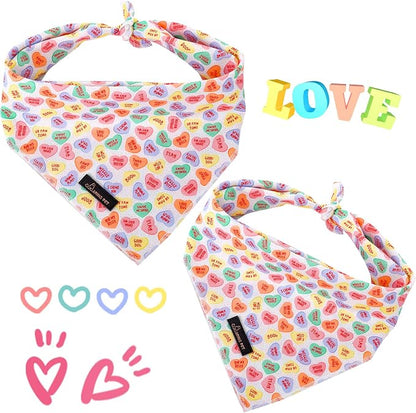 ARING PET Valentine's Dog Bandana-Cute Heart Pet Bandanas, Soft Scarf Cotton - Image 3