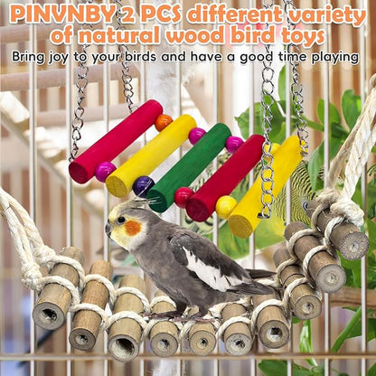 PINVNBY 2PCS Bird Ladder Bridge, Bamboo Bird Toys - Image 7