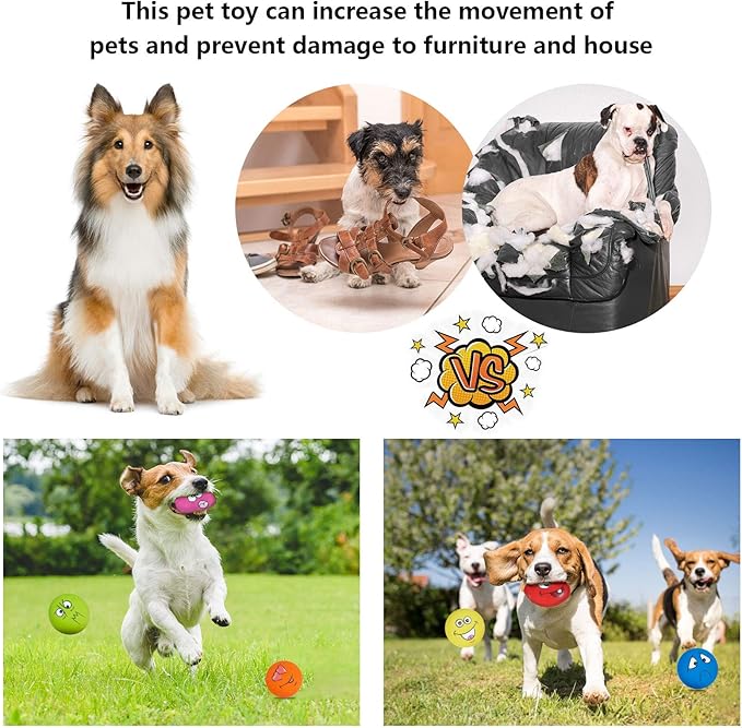 Dog Toy Squeaky Dog Toys Funny Face Chewing Latex Rubber Soft Fetch Play - Image 6