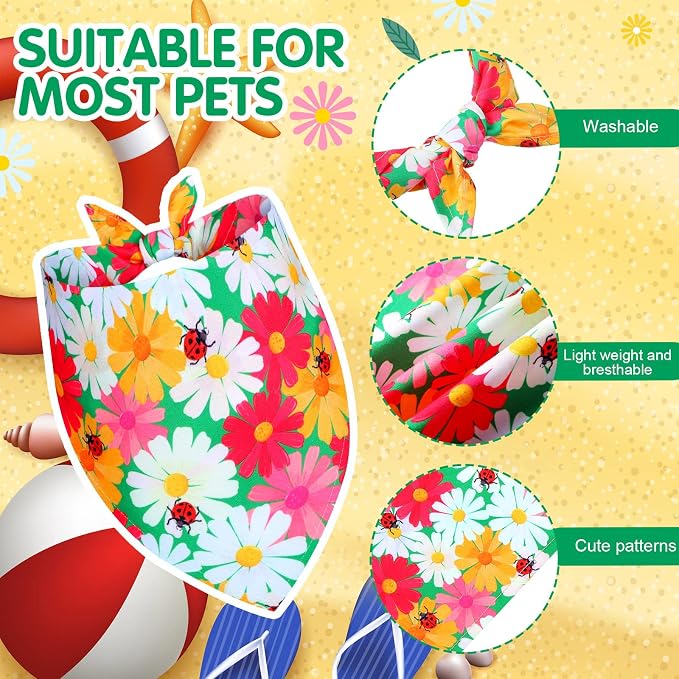 Eccliy 30 Pack Summer Flower Dog Bandanas Bulk Soft Triangle Dog Scarfs - Image 5