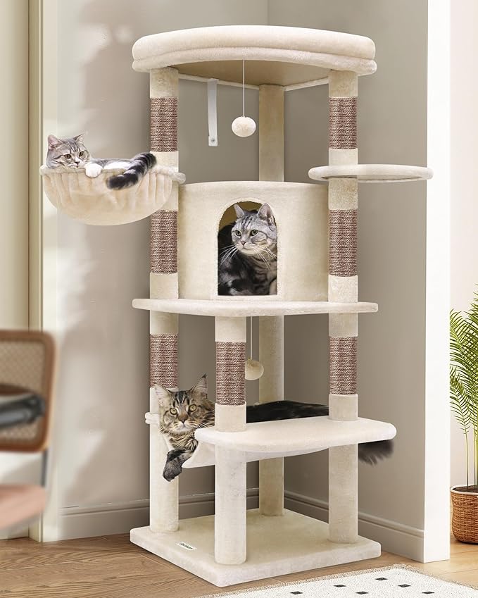 Globlazer Corner Cat Tree, 51in Curved Series Modern Cat Tower by Globlazer