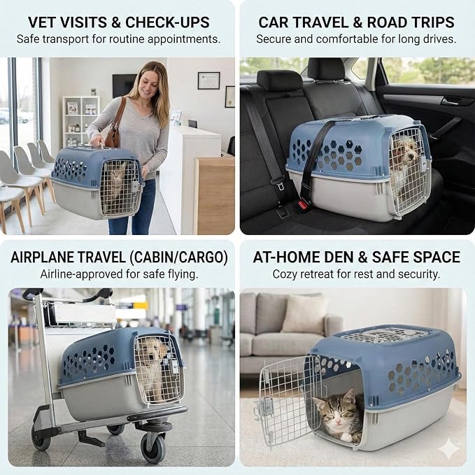 Portable Double Door Plastic Pet Carrier - Image 5
