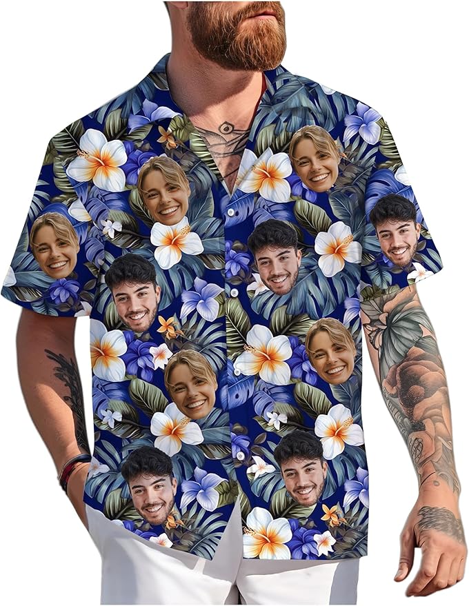 Custom Hawaiian Shirt with Face Photo Picture by GLOXO