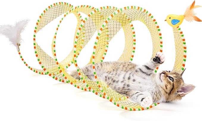 Potaroma Spiral Tunnel Cat Toy, Self Play Cat Play Spiral Kitten Collapsible by Potaroma