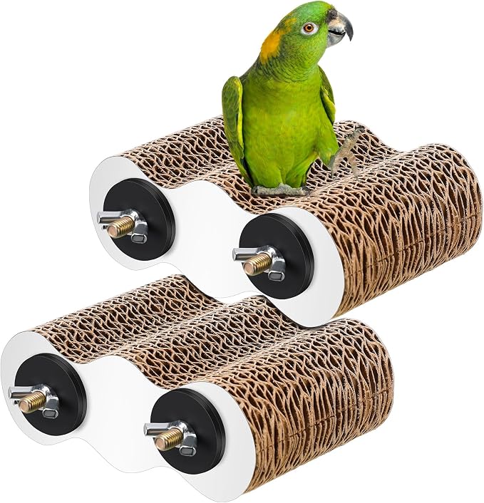 2-Piece Bird Platforms for Macaws, Small Parakeets, Budgies; Brown Corrugated by CroBlissful