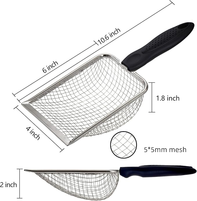 Cat Litter Scooper with Holder, Sturdy Litter Cleaner Corner Shovel, Stainless - Image 2