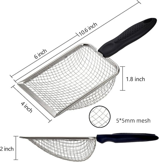 Cat Litter Scooper with Holder, Sturdy Litter Cleaner Corner Shovel, Stainless - Image 2