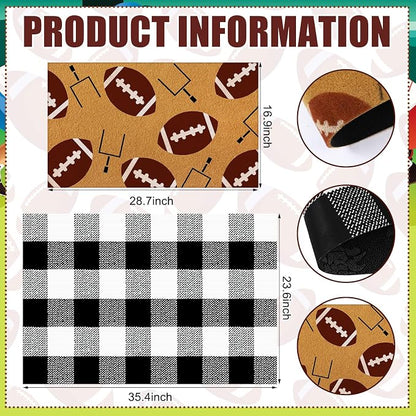 Tinideya 2 Pcs Football Theme Door Mat American Ball Design Welcome Non Slip - Image 3