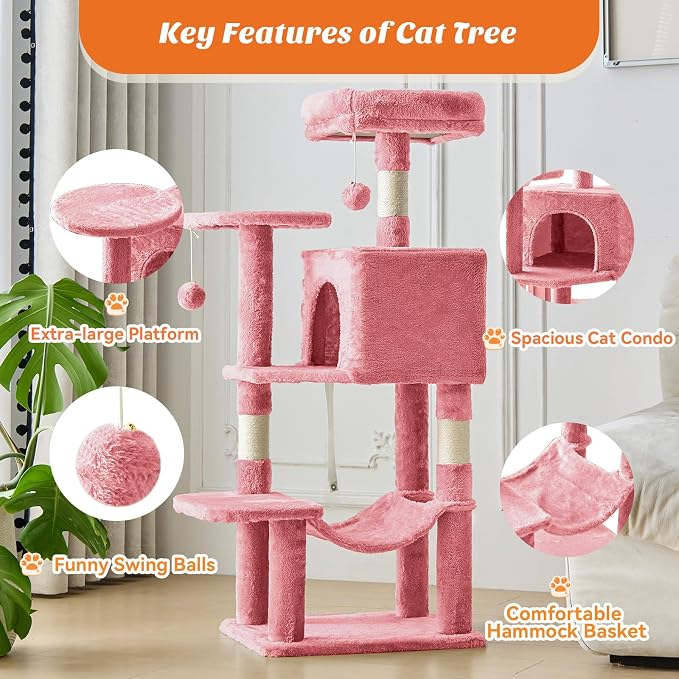 DUMOS Small 44 Inch Cat Tree Tower, Cat Climbing Tower - Image 3