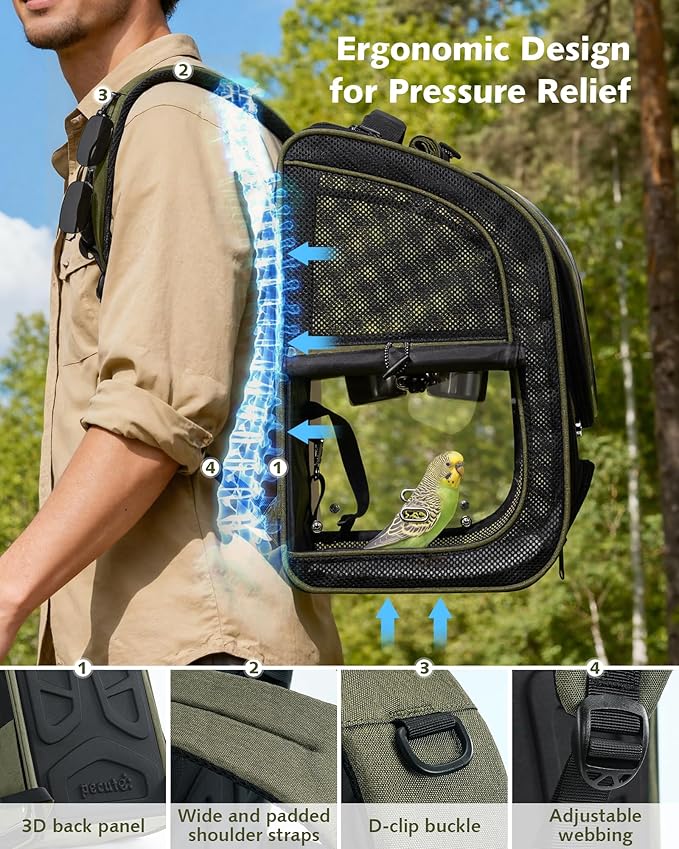 Pecute Bird Backpack Carrier for Small Birds, Bird Carrier - Image 4