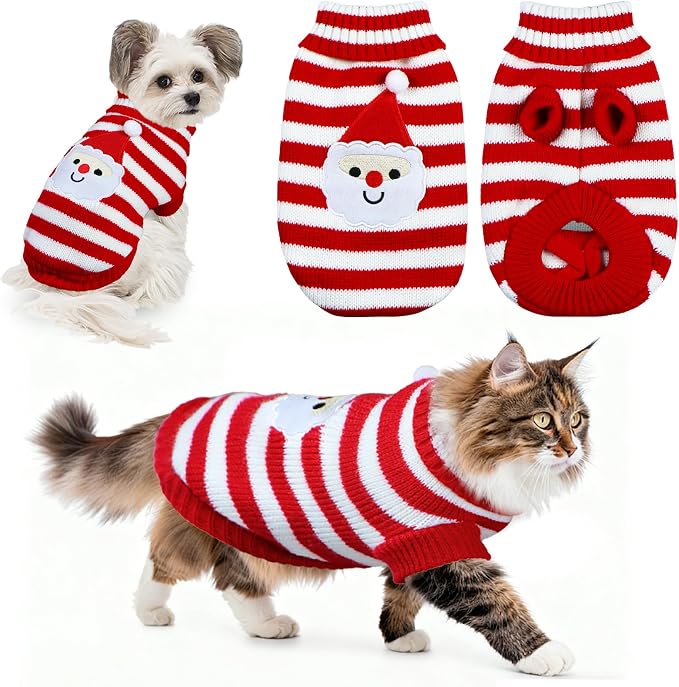 Dog Christmas Sweater Pet Winter Warm Coat Pajamas Small Dog Sweaters Christmas by GOYOSWA