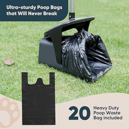 Stainless Steel Dog Pooper Scooper, Rake and Spade, 20 Waste Bags & Hook - Image 5
