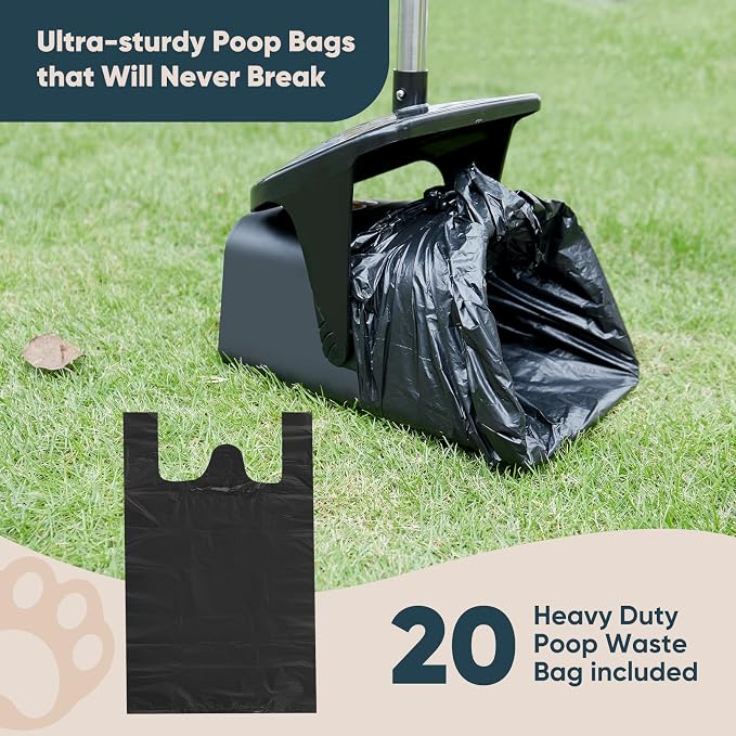 Stainless Steel Dog Pooper Scooper, 20 Waste Bags - Image 5