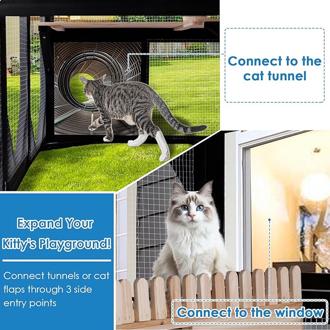 Large Catio Outdoor Cat Enclosure Window 73" H Walk-in Cat House Kitty Cage - Image 5