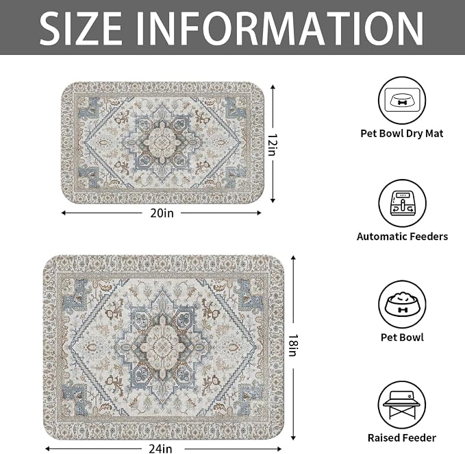 2 Pack Dog Food Mats for Floors, Absorbent and Quick-Drying Pet Cat Food Mat - Image 6
