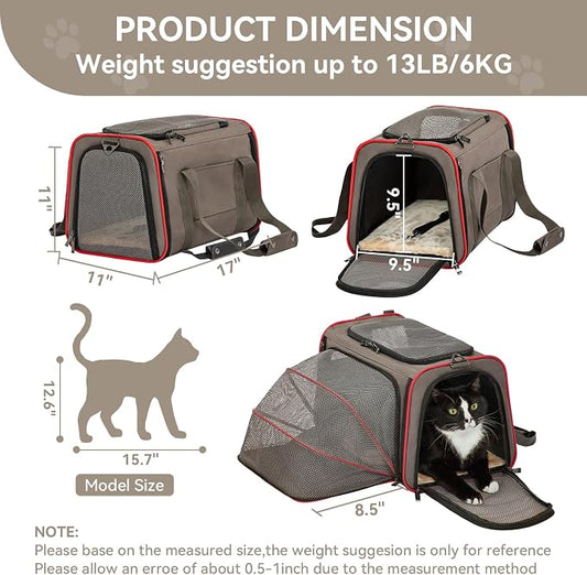 Petsfit Expandable Cat Carrier Dog Carriers, Airline Approved Soft-Sided - Image 2