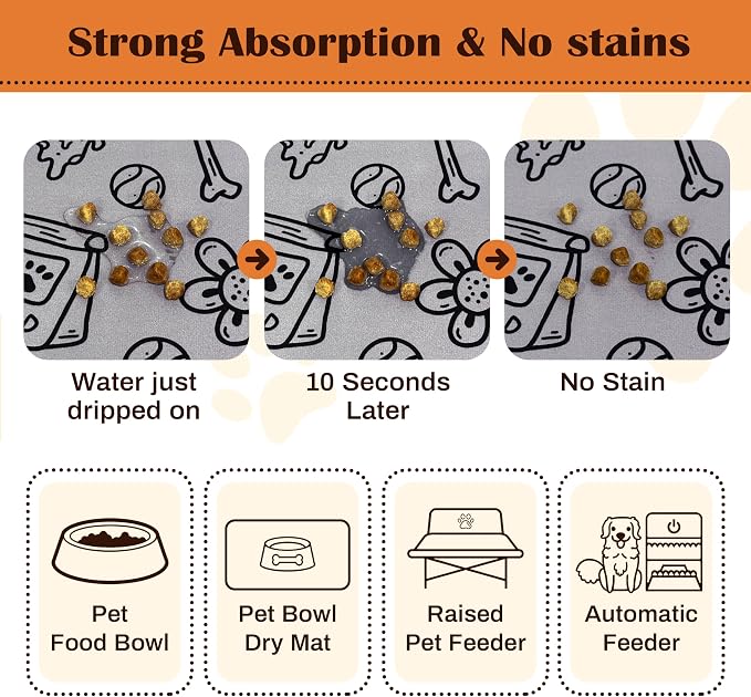 Pet Feeding Mat for Floors Waterproof Dog Mat for Food and Water Absorbent - Image 2