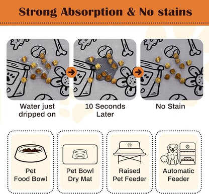 Pet Feeding Mat for Floors Waterproof Dog Mat for Food and Water Absorbent - Image 2