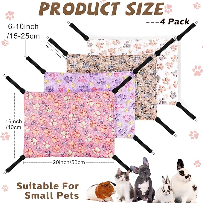 Geelin 4 Pcs Cat Hammock for Cage Hanging Soft Pet Hammock Bed - Image 2