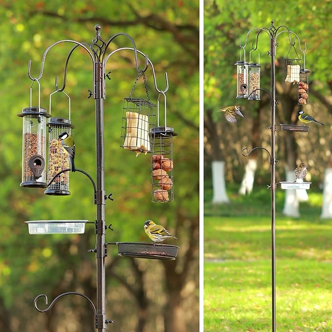 Bird Feeding Station Kit Pole Wild Bird Feeder Hanging Planter Hanger Multi - Image 8