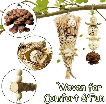 5-Pack Natural Flower Bird Toys – Foraging & Chewing Toys - Image 3