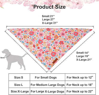 ADOGGYGO Floral Dog Bandana 2 Pack, Reversible Pink Daisy Puppy Scarf Bib - Image 4