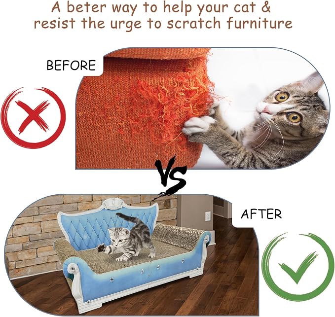 Luxury Cardboard Cat Scratcher Sofa Bed, Couch Shaped Scratching Board - Image 5