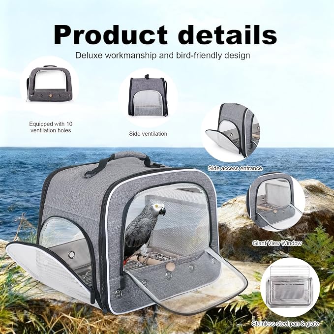 halinfer Bird Carry Carrier to Transport Large Size Parrot, Portable Bag - Image 3