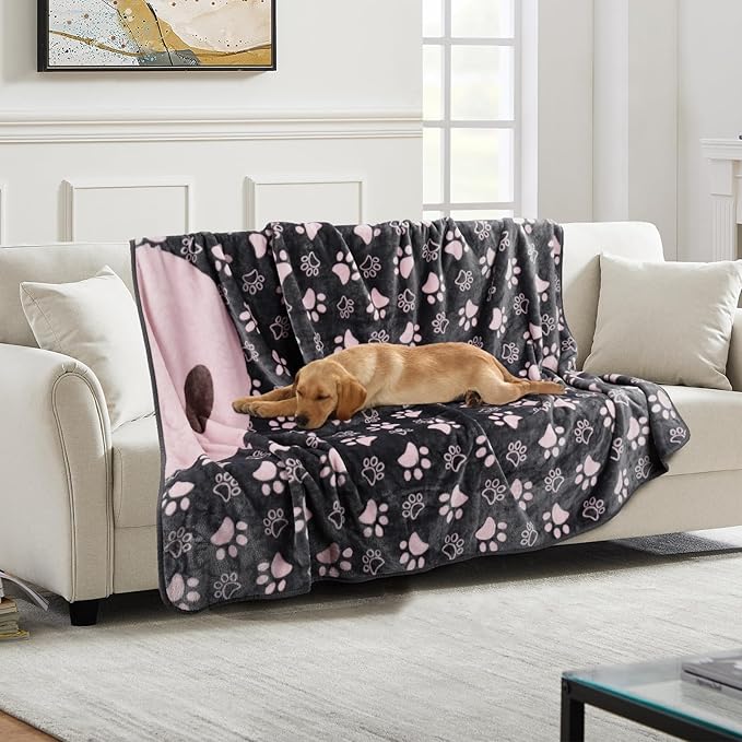Upgraded Dog Blankets for Large Dogs, Cat Flannel Blankets Washable, by Gowyeg