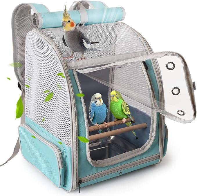 halinfer Bird Backpack Carrier Cage, Front Zipper Opening Portable Bird Travel by halinfer