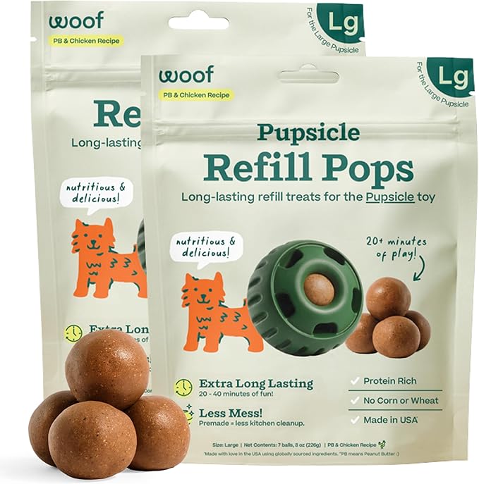 WOOF Pupsicle Refill Pops, Delicious Long Lasting Dog Treats, Pre-Made Pupsicle by Woof