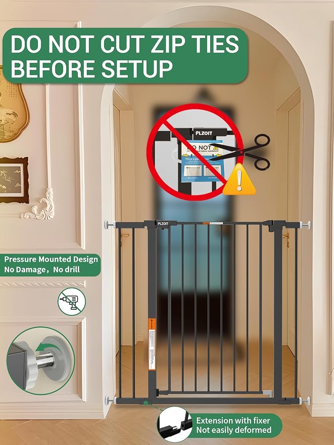 29.5-40.5" Baby Gate for Stairs, Dog Gate for Doorways, Walk Thru Auto Close - Image 9