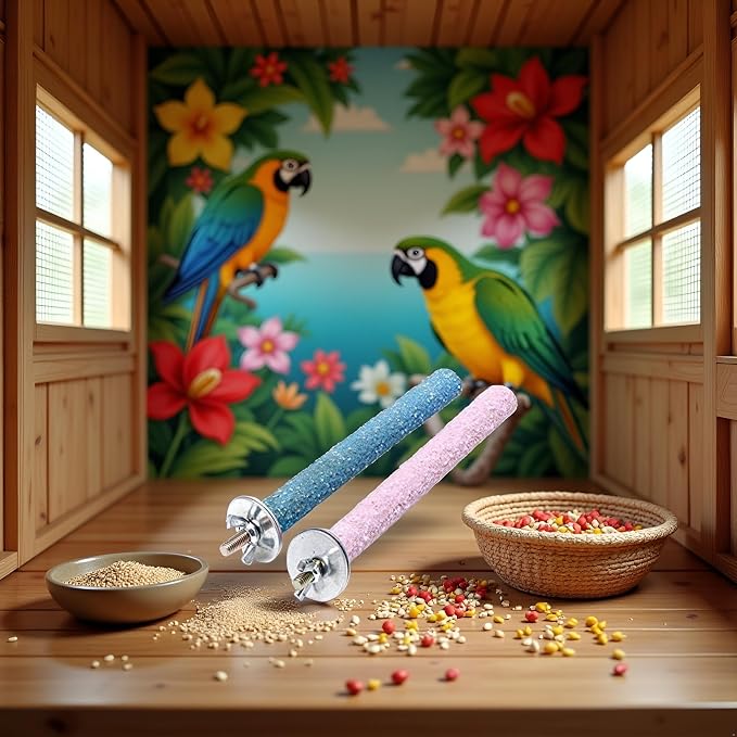 2 Pcs Multi-Color Random Bird Perch Stand Toy Wood Parrot Perch Stand Grinding - Image 5