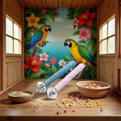 2 Pcs Multi-Color Random Bird Perch Stand Toy Wood Parrot Perch Stand Grinding - Image 5
