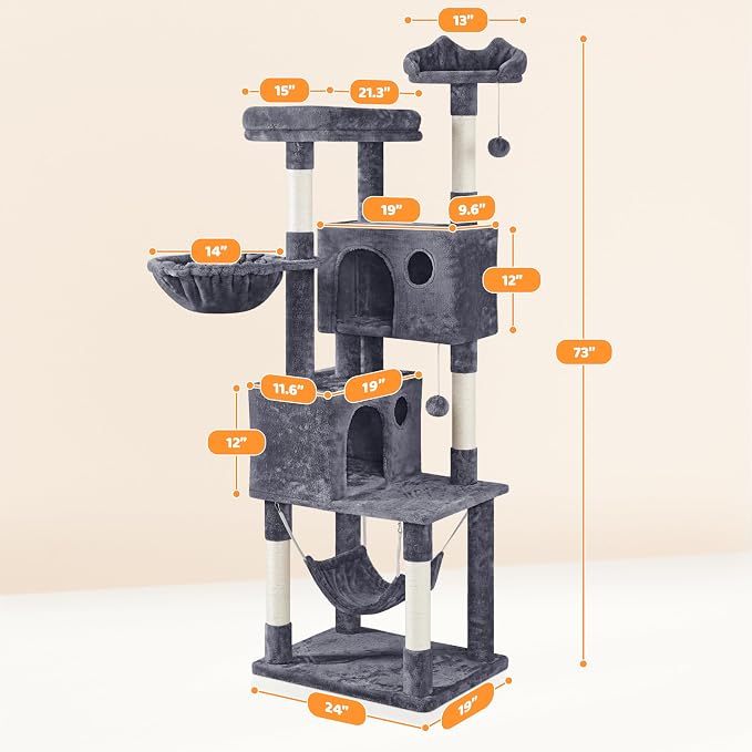 Yaheetech 73inch Cat Tree, Cat Stand Furniture - Image 6