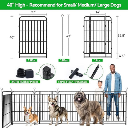 Heavy Duty Dog Playpen: 12 Steel Panels 40" Height, Square Steel Pipe - Image 5
