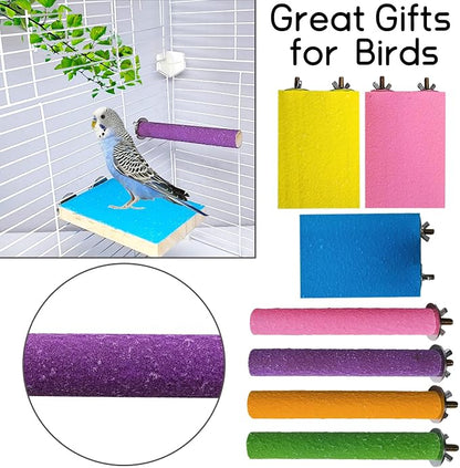 7 PCS Parrot Perch Stand Natural Wood Bird Perch Stand Platform Paw Grinding - Image 7