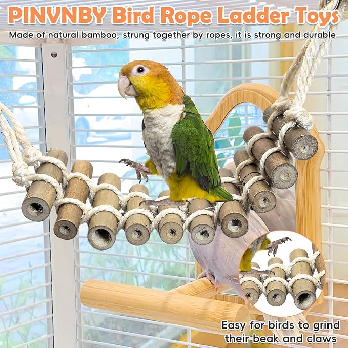 PINVNBY 2PCS Bird Ladder Bridge, Bamboo Bird Toys - Image 3